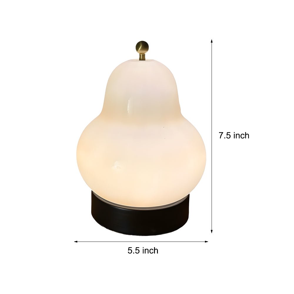 7.5 Inch Glass LED Pear Table Lamp with Touch Switch - Ambient Lighting for Home Décor