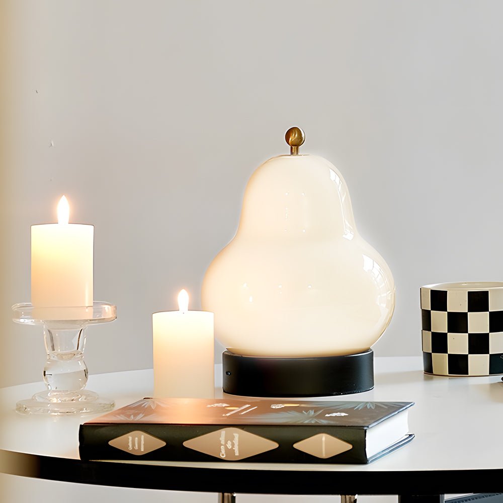 7.5 Inch Glass LED Pear Table Lamp with Touch Switch - Ambient Lighting for Home Décor