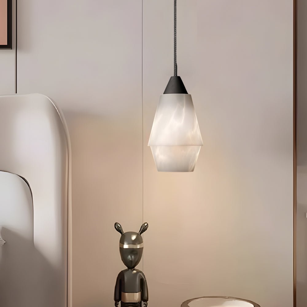 7.87" Alabaster Pendant Light - 1-Light Kitchen Island Fixture, Modern Lighting