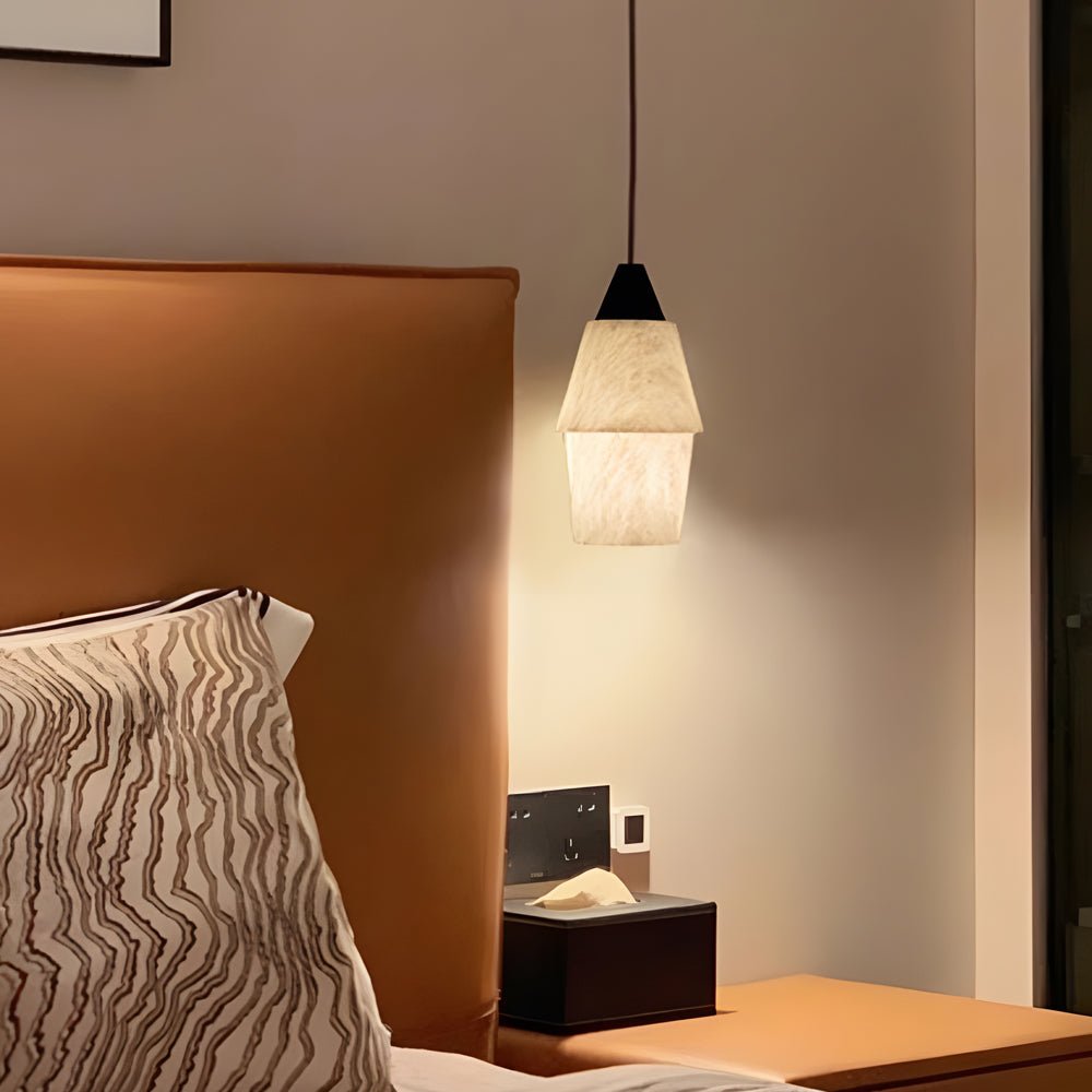 7.87" Alabaster Pendant Light - 1-Light Kitchen Island Fixture, Modern Lighting