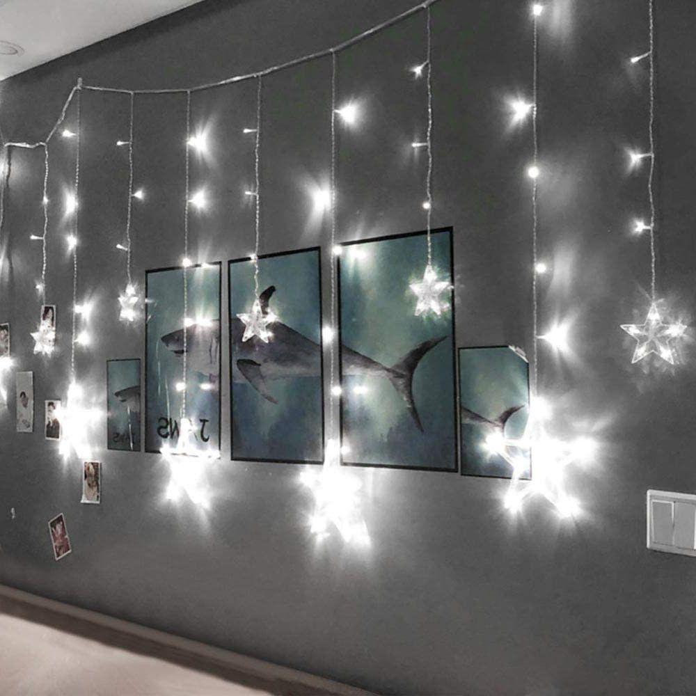 8.2 ft LED Star Curtain Lights - 216 Bulbs Fairy Lights for Christmas & Weddings