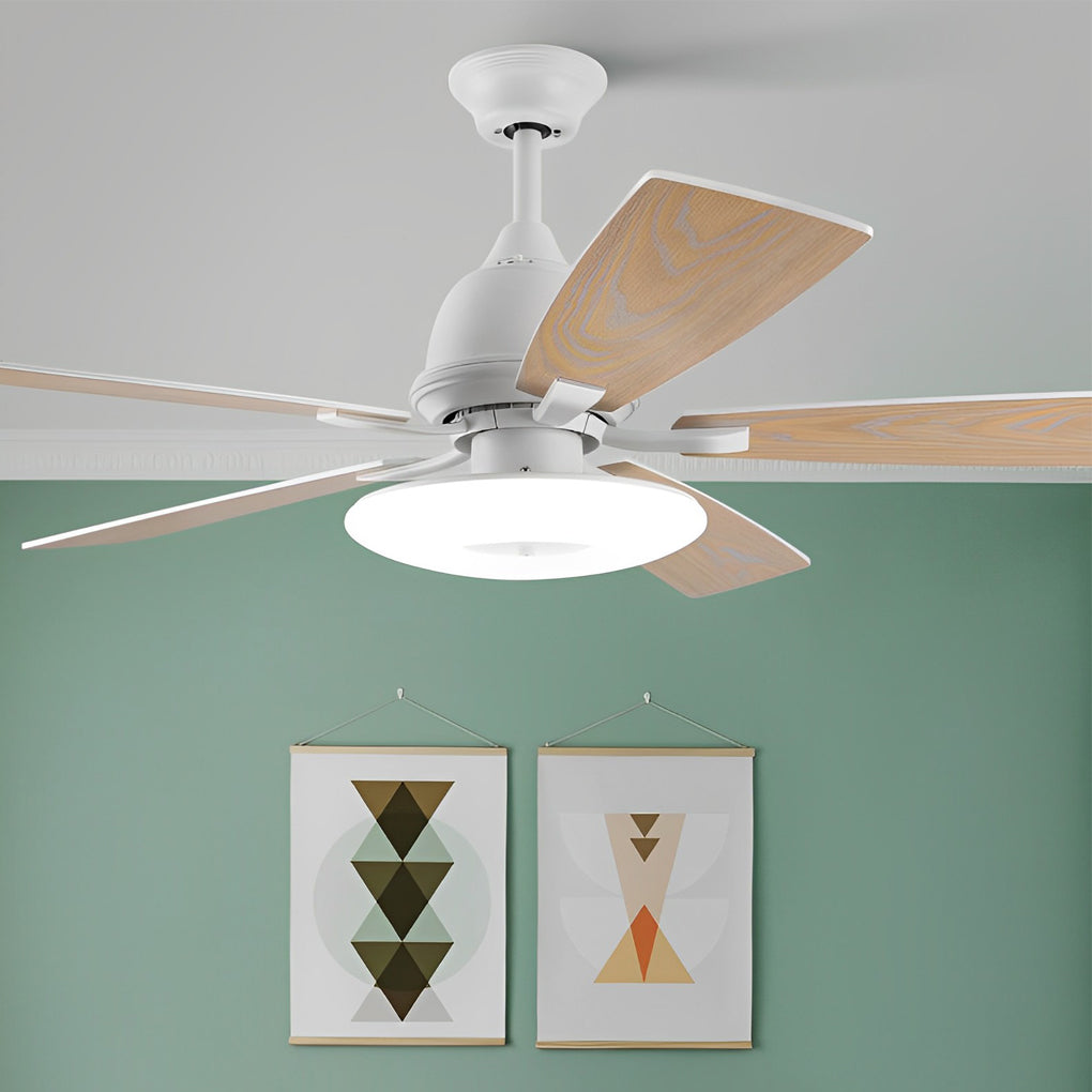5 Blades Mute Dimmable LED Ceiling Fan with Remote - Nordic Style Modern Design