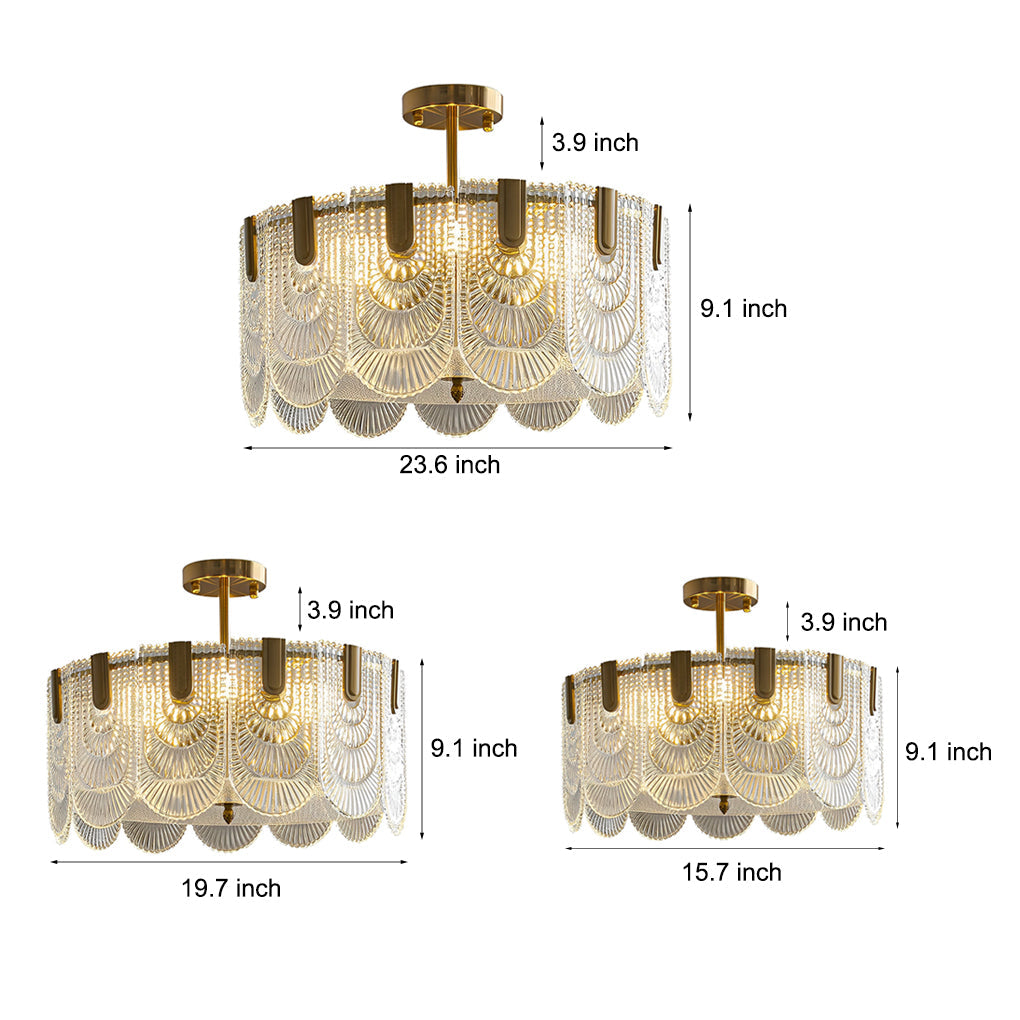 Round French Court Style Glass Three-Step Dimming Modern Chandelier