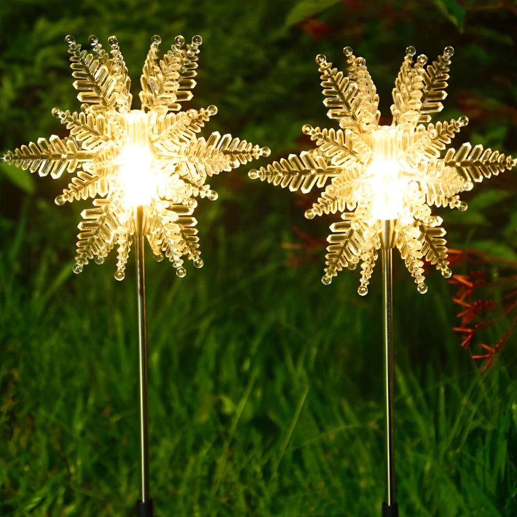Acrylic Solar Snowflake Lawn Lights 2PCS Set - Outdoor Festive Decor