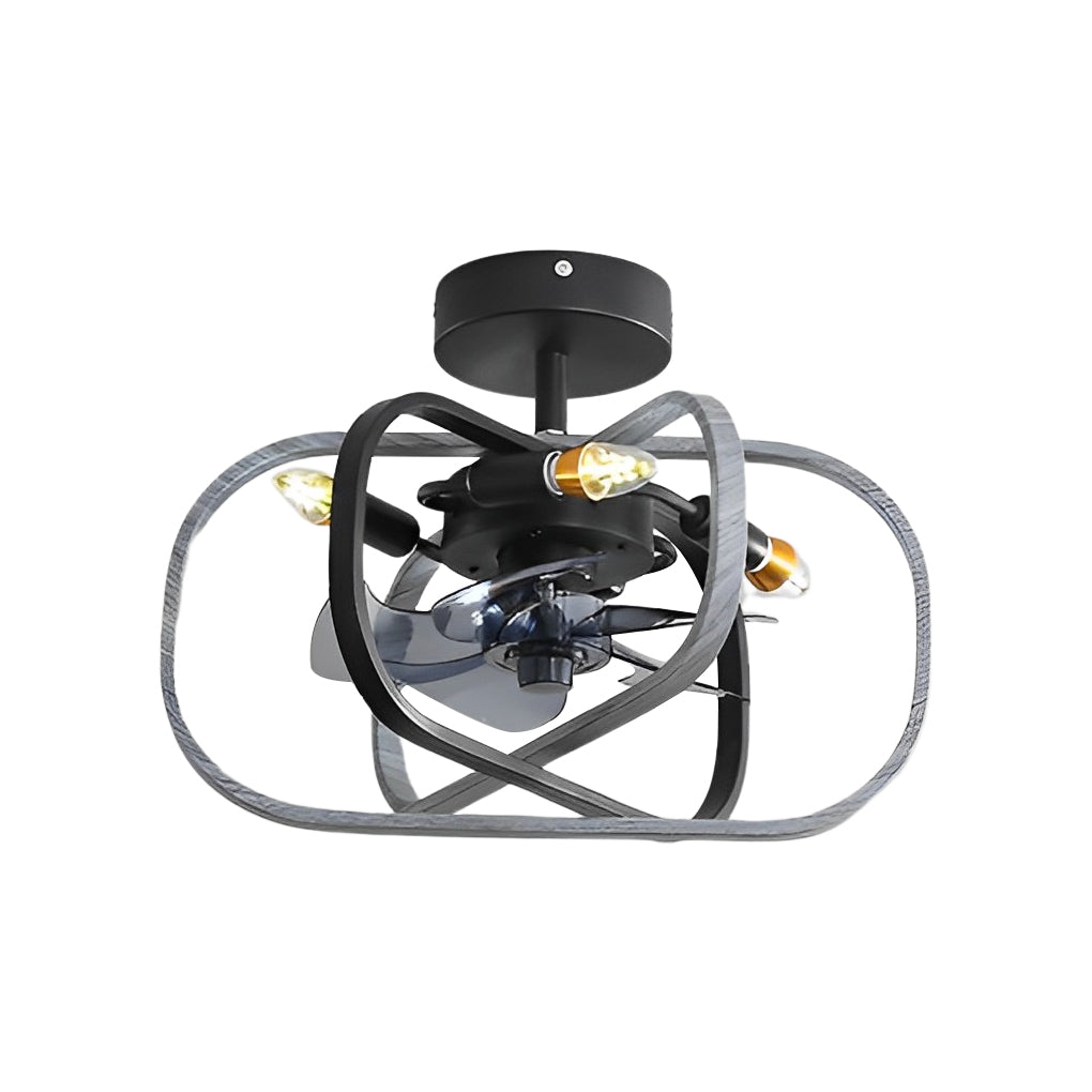 Retro Bladeless Ceiling Fan with Remote - Three Step Dimming LED Mute Design