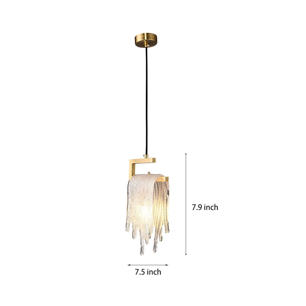 Handmade Glass LED Pendant Light - Modern Copper Button Switch Design
