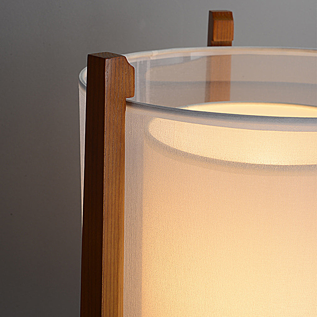 Rustic Japanese Wood LED Floor Lamp - Double Shade Design, Eco-Friendly Lighting for Home Decor