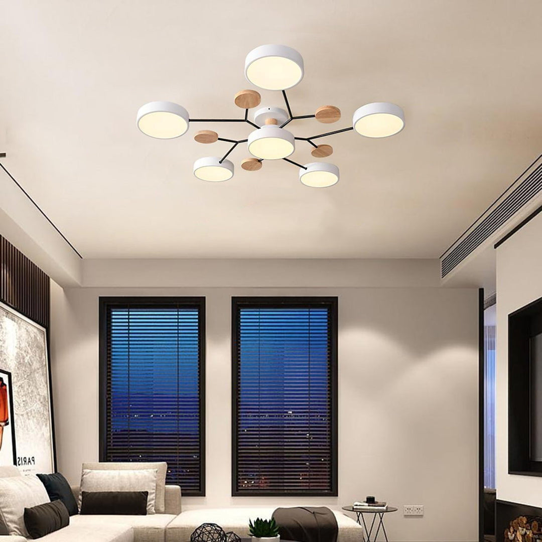 Sputnik Chandelier for Kids Room | Artistic Metal & Wood Ceiling Lights