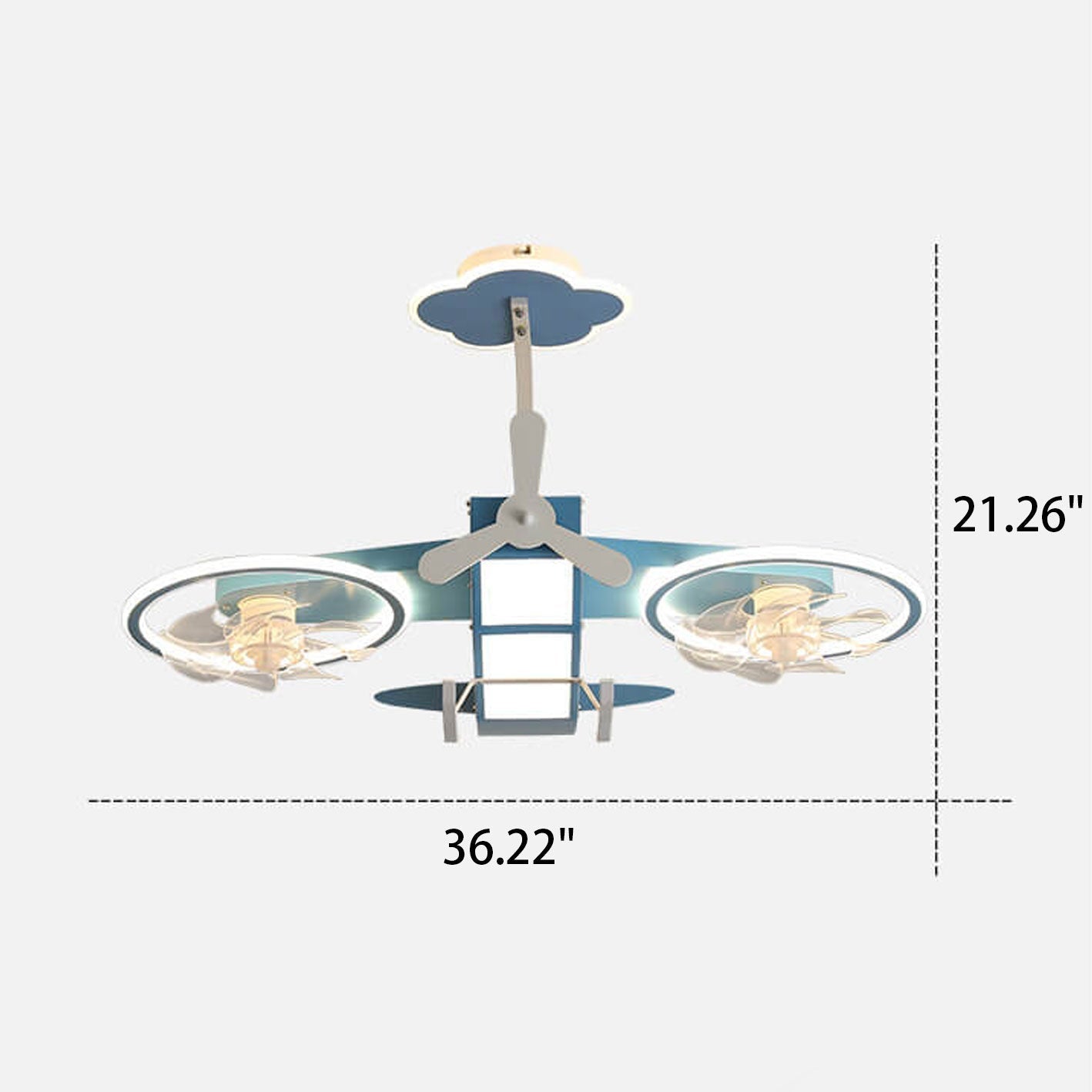 Creative Cartoon Aircraft Ceiling Fan Light for Kids Room, Fun Flush Mount Design, Airplane-Themed Illumination, Ideal for Nursery & Playroom Decor