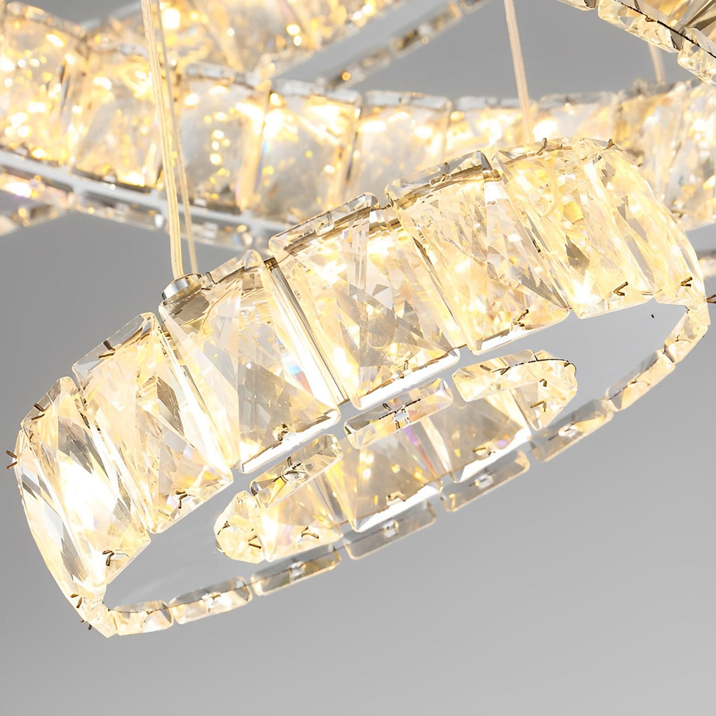 Luxury Crystal LED Chandelier 3-Tier Geometric Pendant Light