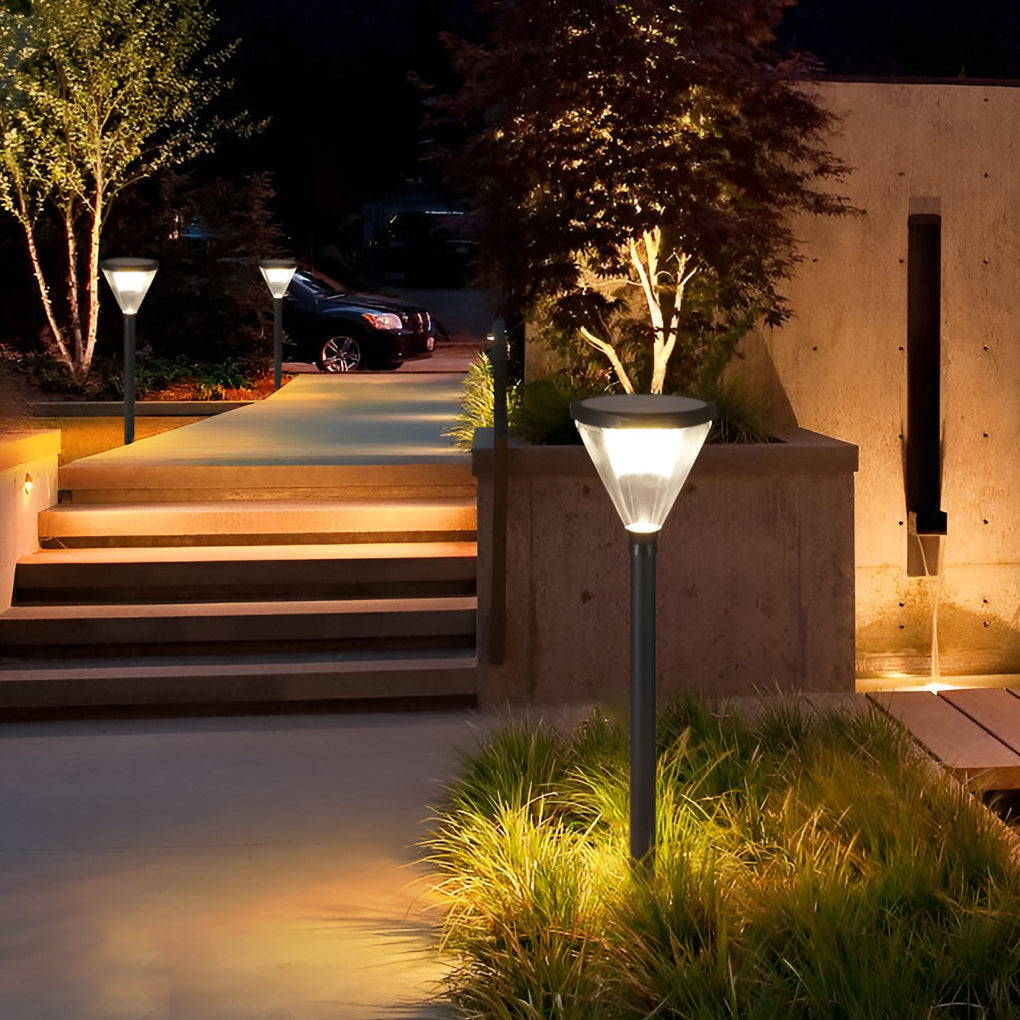 Eco-Friendly Cone Solar Path Light - Modern LED Outdoor Luminaire for Gardens