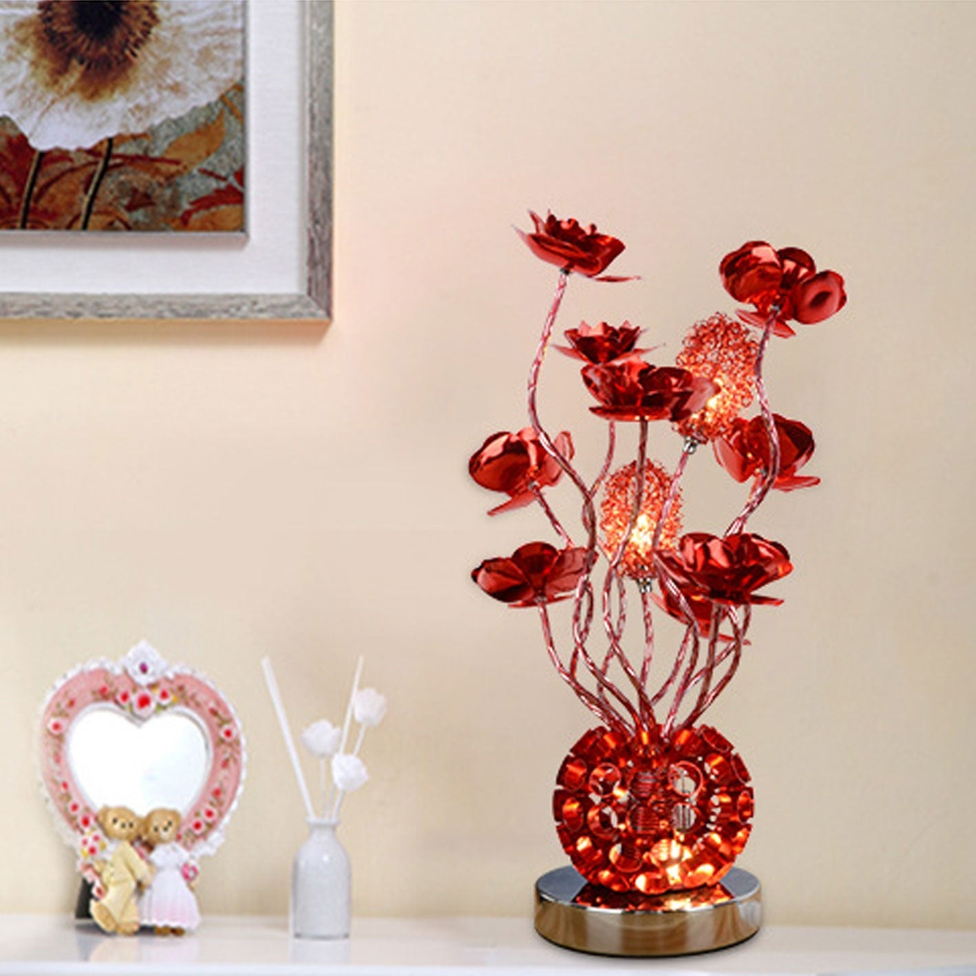 Rose Aluminum LED Table Lamp - Modern Design, Stylish Lighting, Energy Efficient, Home Decor, Bedroom, Living Room, Adjustable Brightness