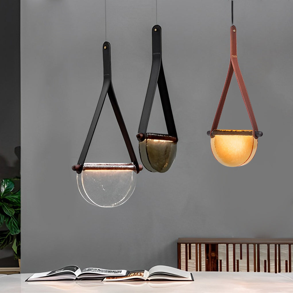 Folded Semicircular Glass LED Chandelier - Post-Modern Belt Lighting