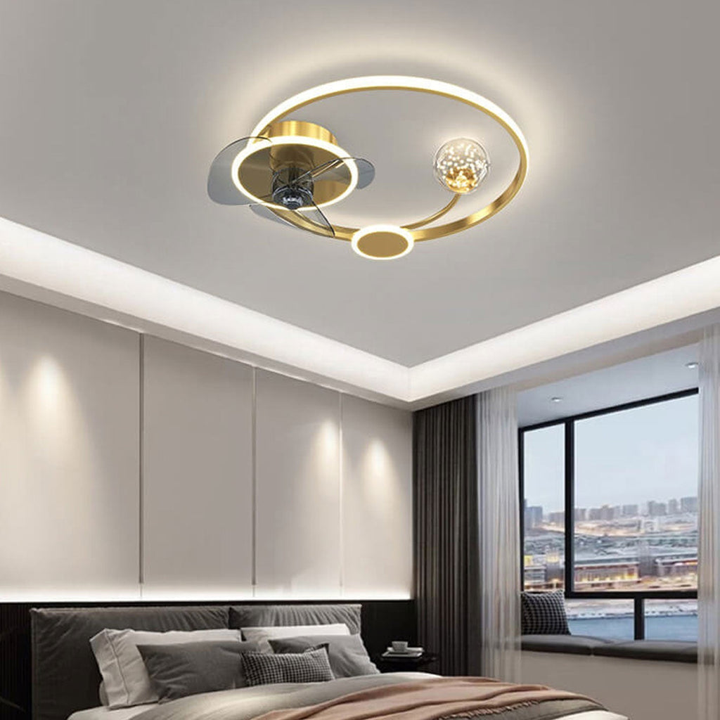 Modern Circle LED Flush Mount Ceiling Fan Light - Stylish, Energy-Efficient Ceiling Fixture for Home Decor