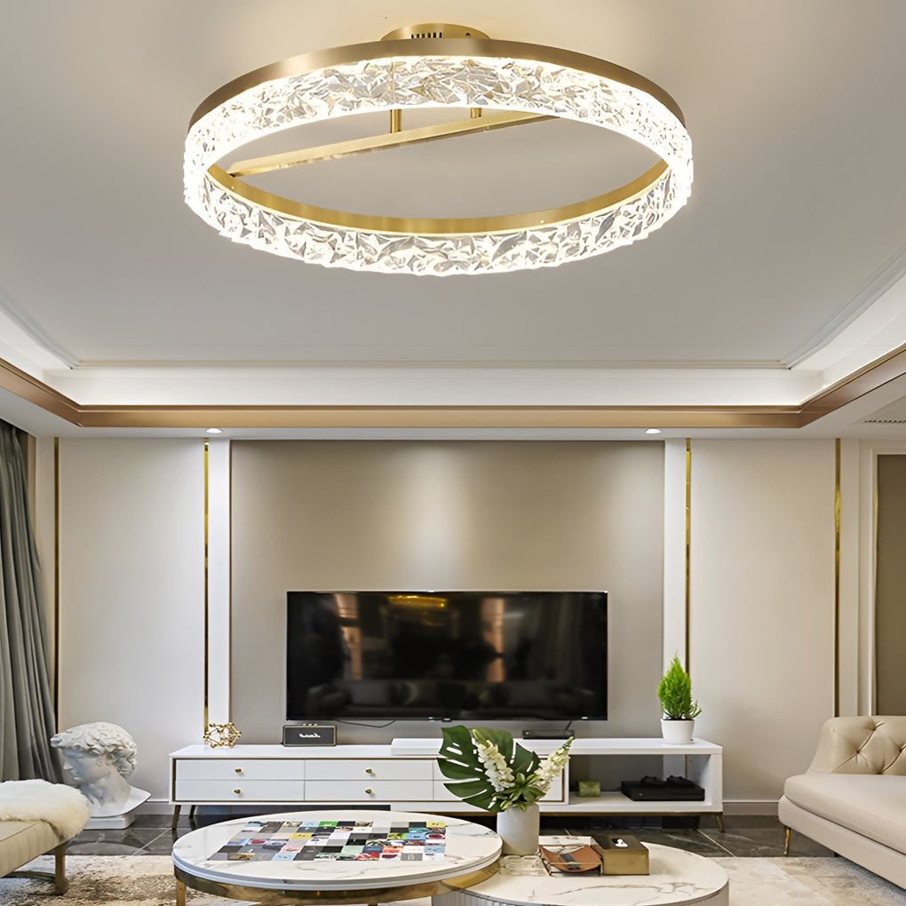 Minimalist Gold Round LED Ceiling Lamp 60W Flush Mount