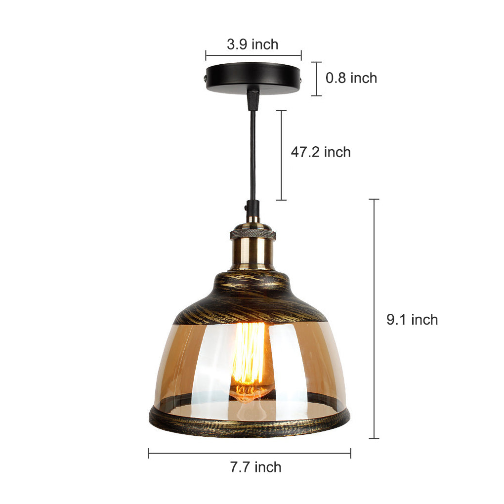 Green Bronze Glass Industrial Pendant Light Chandelier