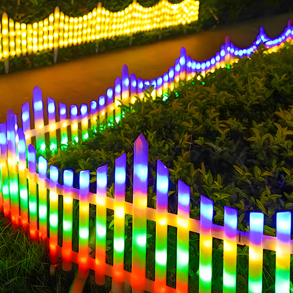 8-Pack Wave-Shaped Solar LED Garden Fence Lights for Christmas