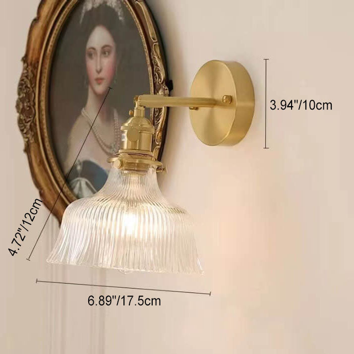 Nordic Modern Minimalist Copper Glass Wall Sconce Lamp - 1-Light Floral Design
