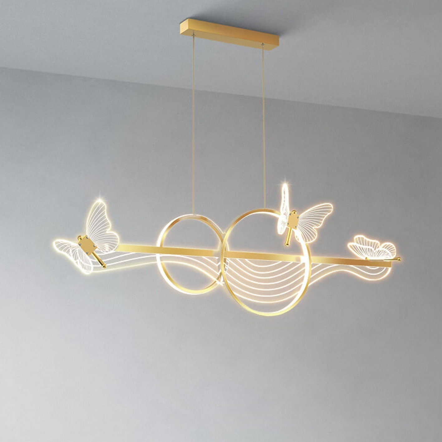 Nordic Luxury Butterfly Round LED Island Chandelier
