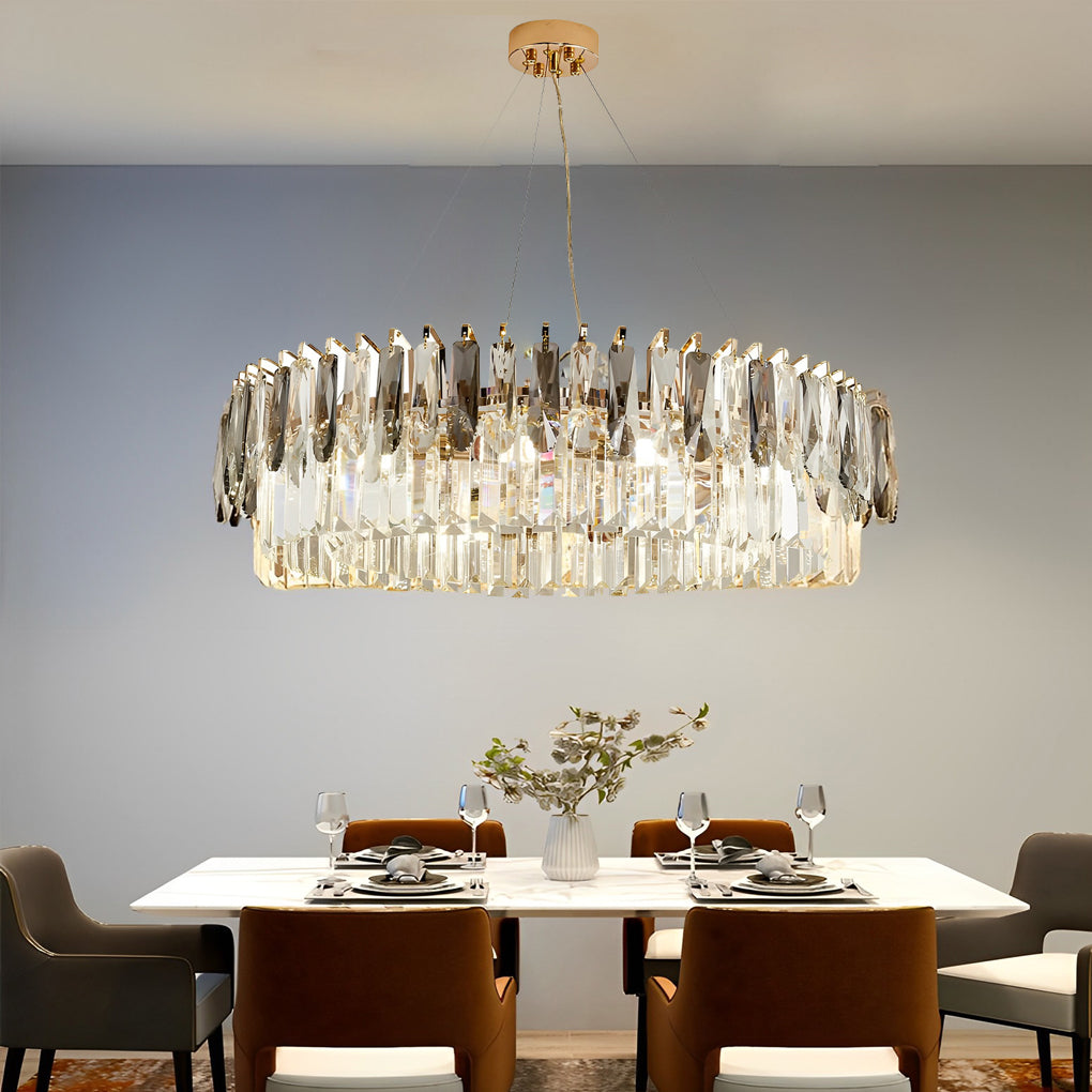 Double Layer Electroplated Metal Crystal Gold Chandelier Modern Lighting Decor