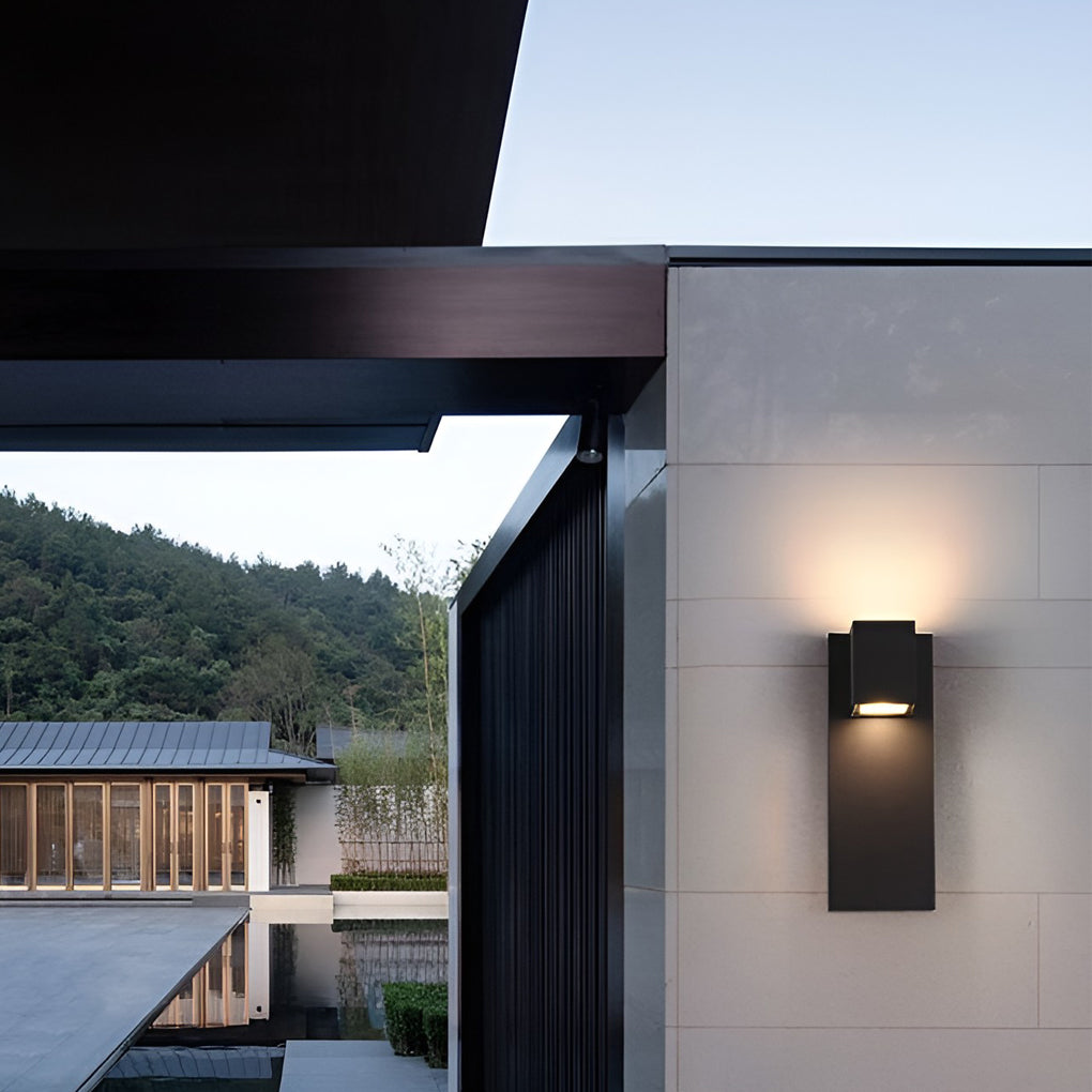 Square Waterproof LED Up and Down Wall Sconce - Modern Outdoor Lighting