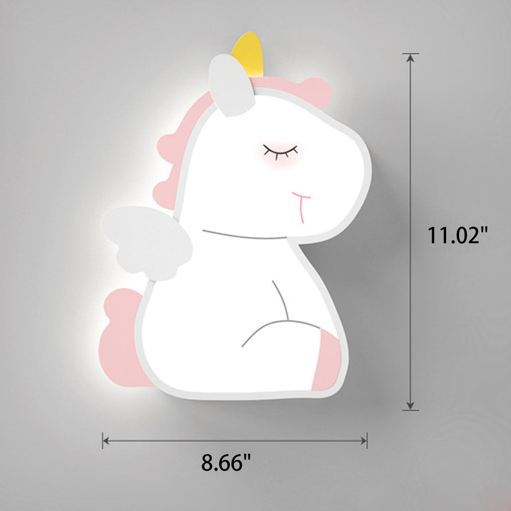 Creative Cartoon Rabbit Unicorn Kids LED Wall Sconce Lamp Night Light for Nursery Bedroom Home Decor Cute Animal Design Battery Operated Soft Glow Accent Light for Children's Room Playroom Wall Decor Gifts for Kids