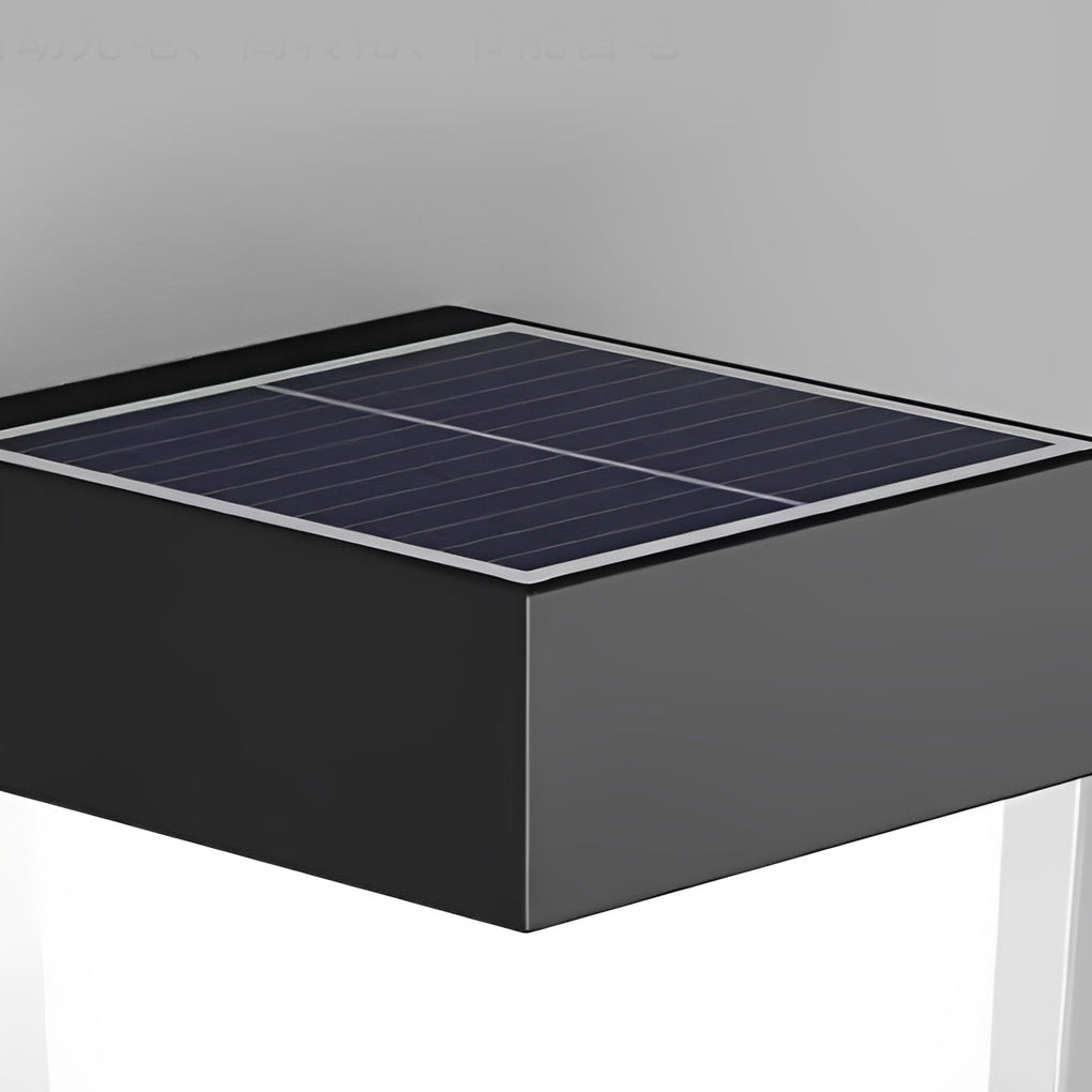 Square Round Waterproof LED Solar Wall Lights - Black Minimalist Outdoor Lighting