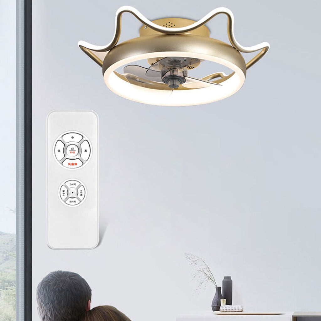 Nordic Light Luxury Round Wrought Iron LED Ceiling Fan Light