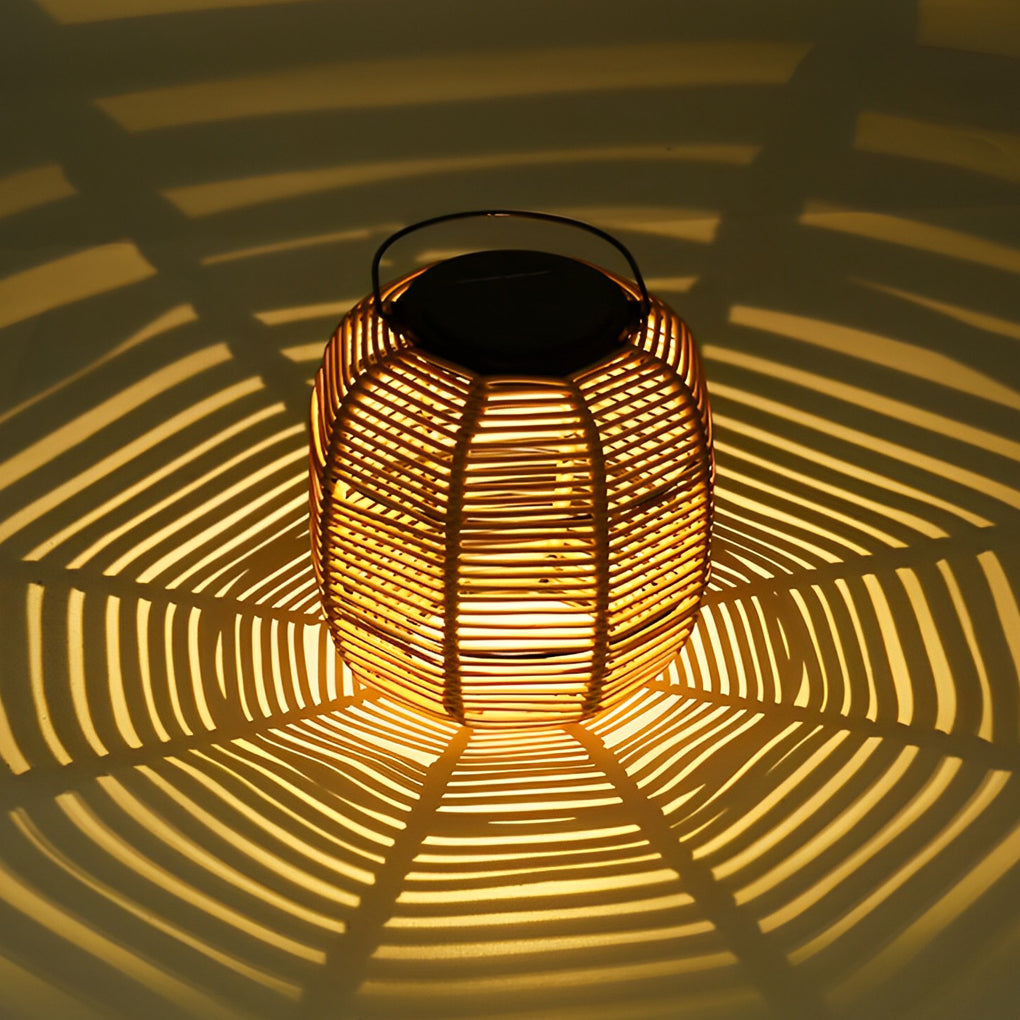 Rattan Solar Garden Lantern - Waterproof Modern Lawn Light