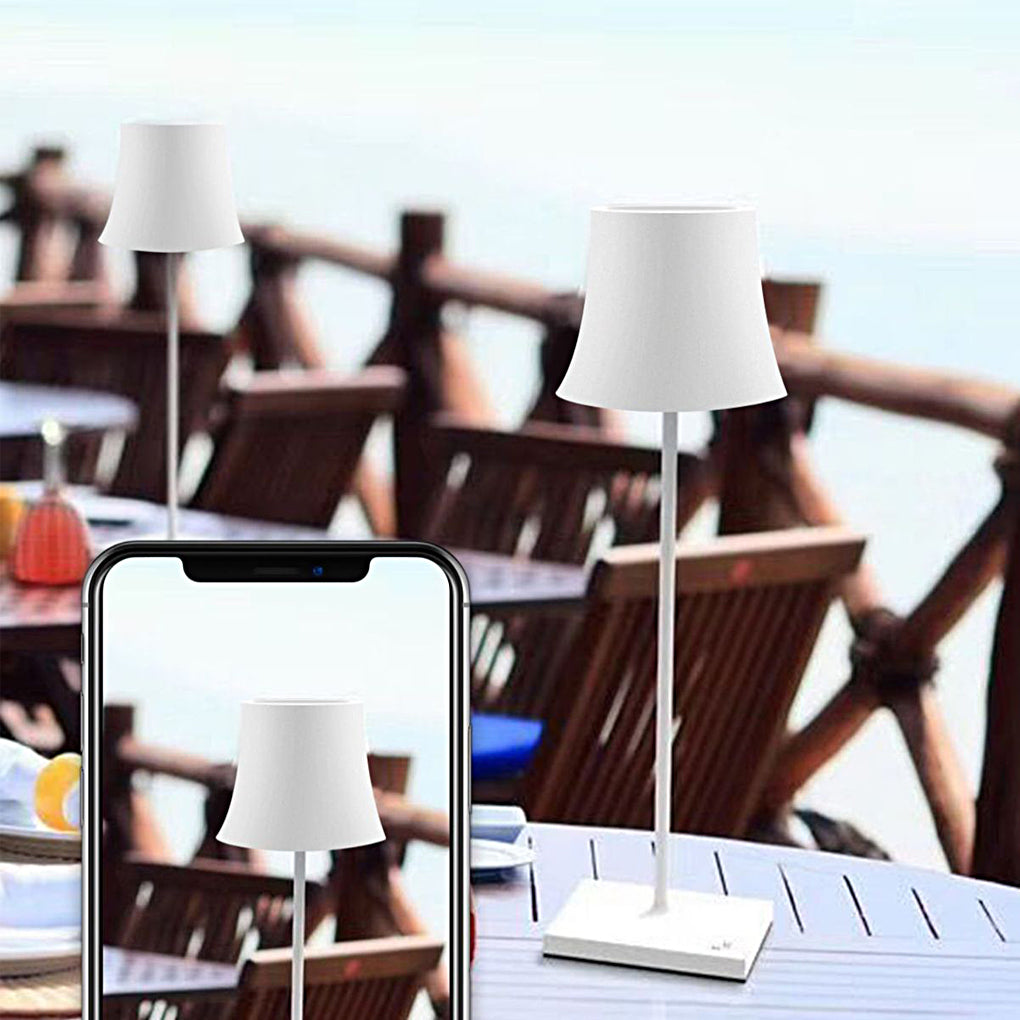 15 Inch Cordless Metal Table Lamp - Modern Black and White Design