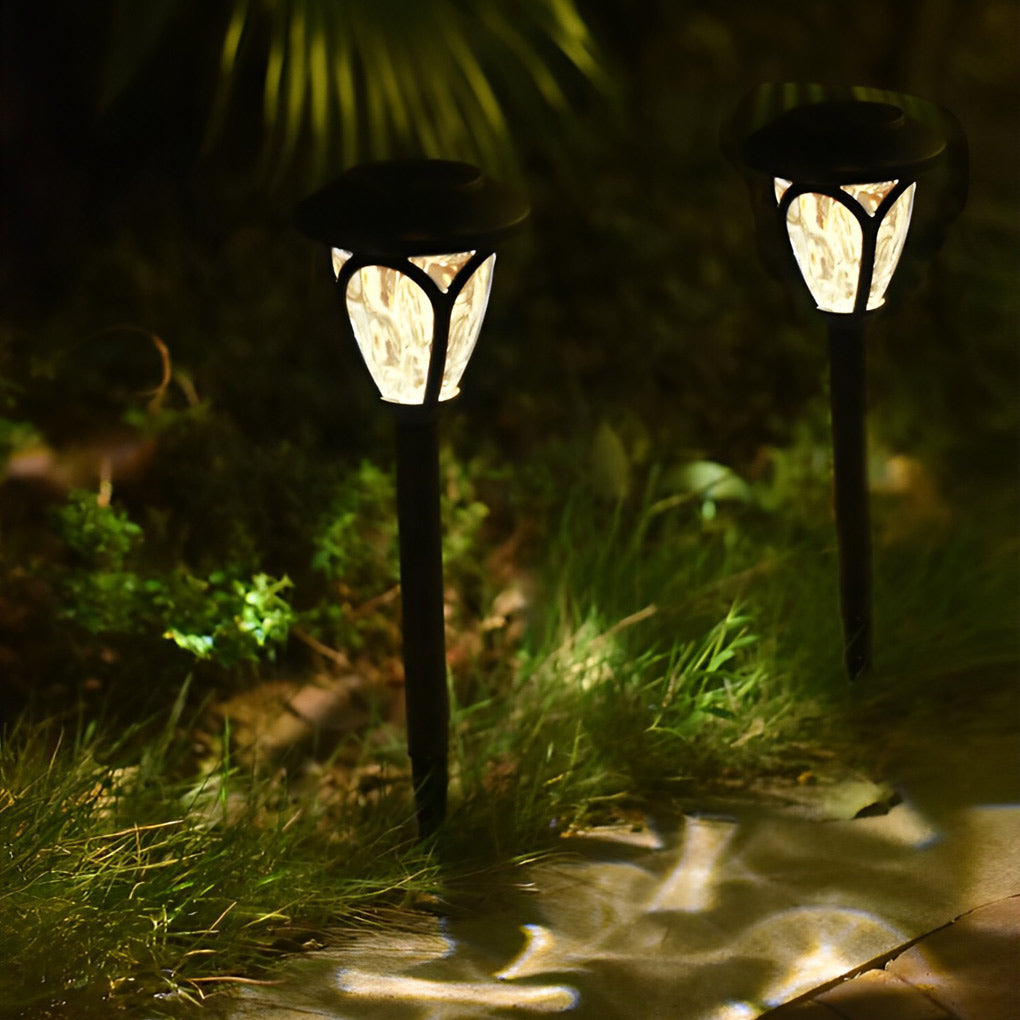 Modern Black Solar Lawn Lights - 2-Pack Smart LED Outdoor Lighting