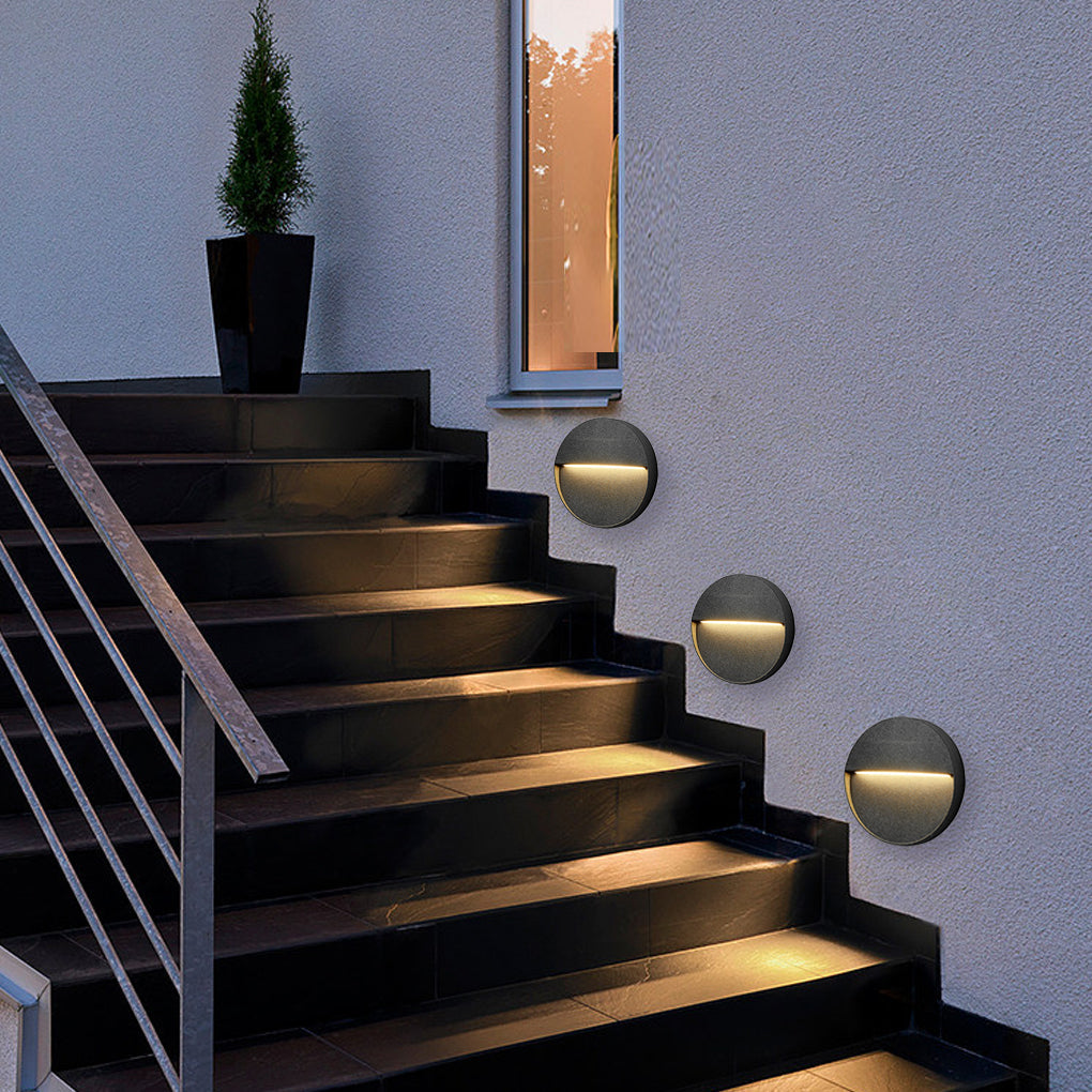 Round Waterproof Outdoor Stair Lights - Step Lights & Wall Sconces for Enhanced Stairway Illumination