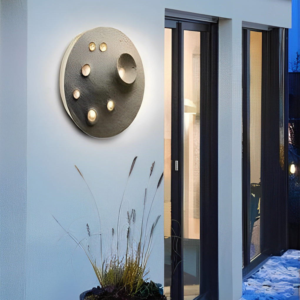Round Creative Cement Lunar Crater Waterproof LED Wall Lamp