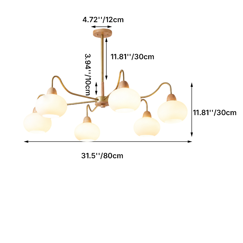 Contemporary Scandinavian Rubberwood Iron Round Chandelier - 3/6/8 Lights for Living Room
