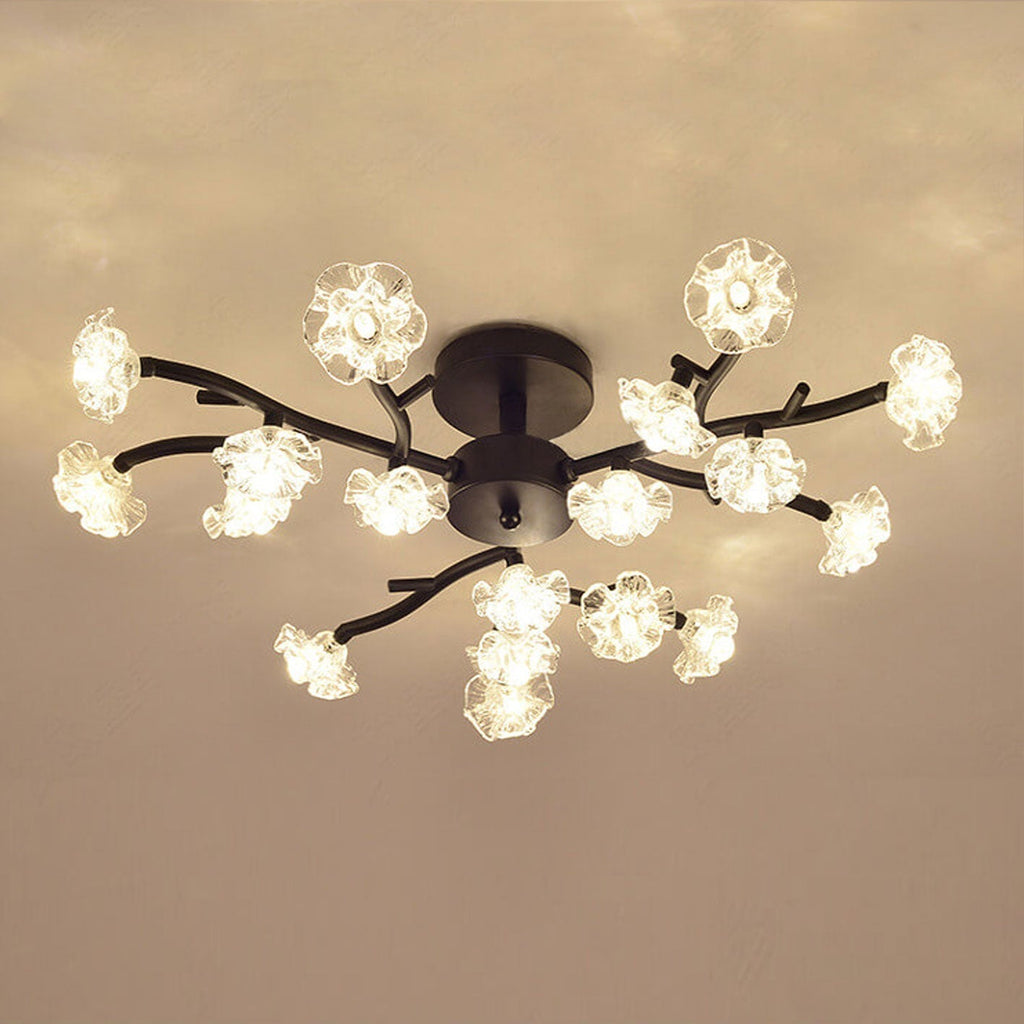 Nordic Creative Plum Blossom LED Semi-Flush Mount Ceiling Light