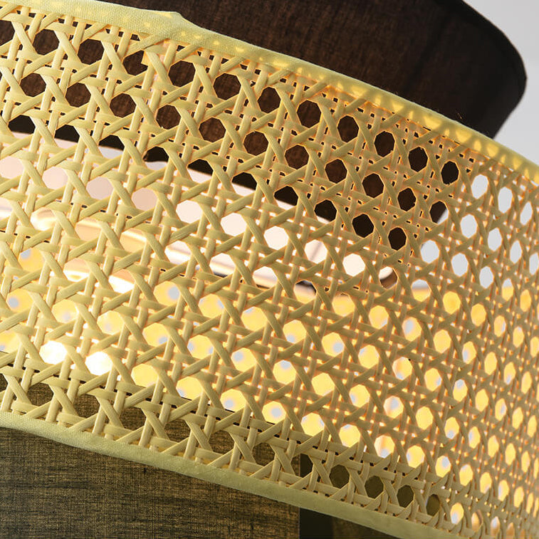 Modern Rattan Japanese Drum Pendant Light - 1-Light Fixture for Home Decor