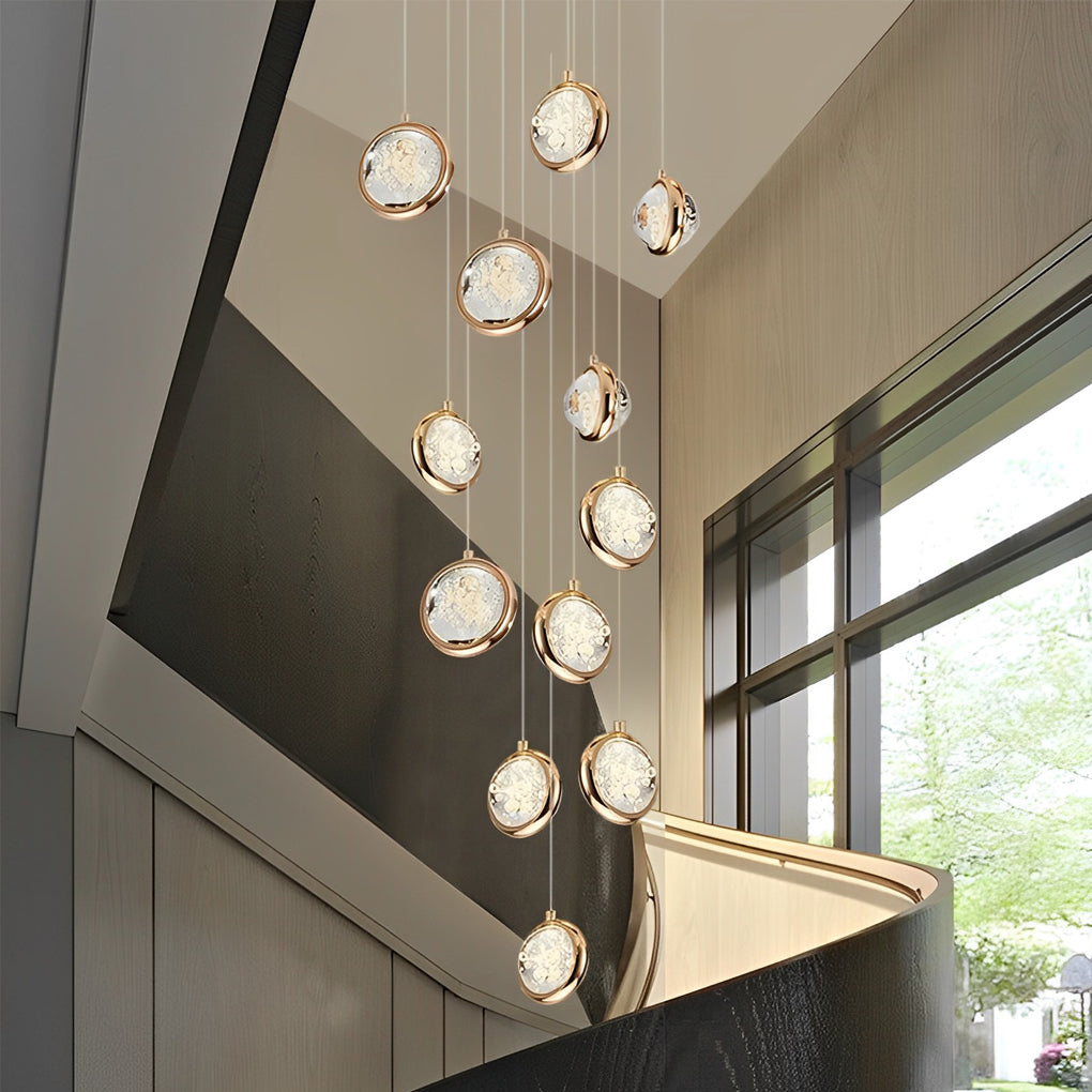 Global Crystal Cluster Luxury Chandelier - Modern Adjustable Staircase Design
