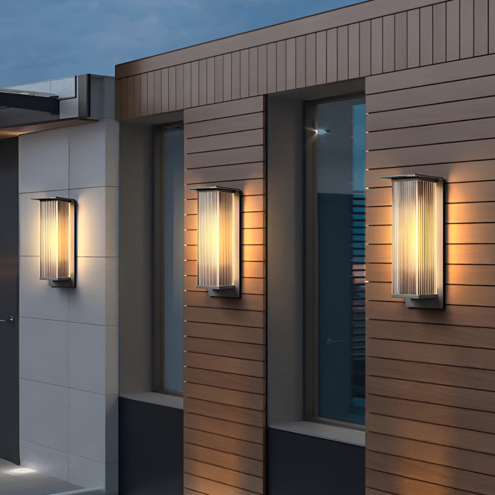 Rectangular Waterproof LED Solar Wall Sconce Lighting - 3W Modern Outdoor Fixture