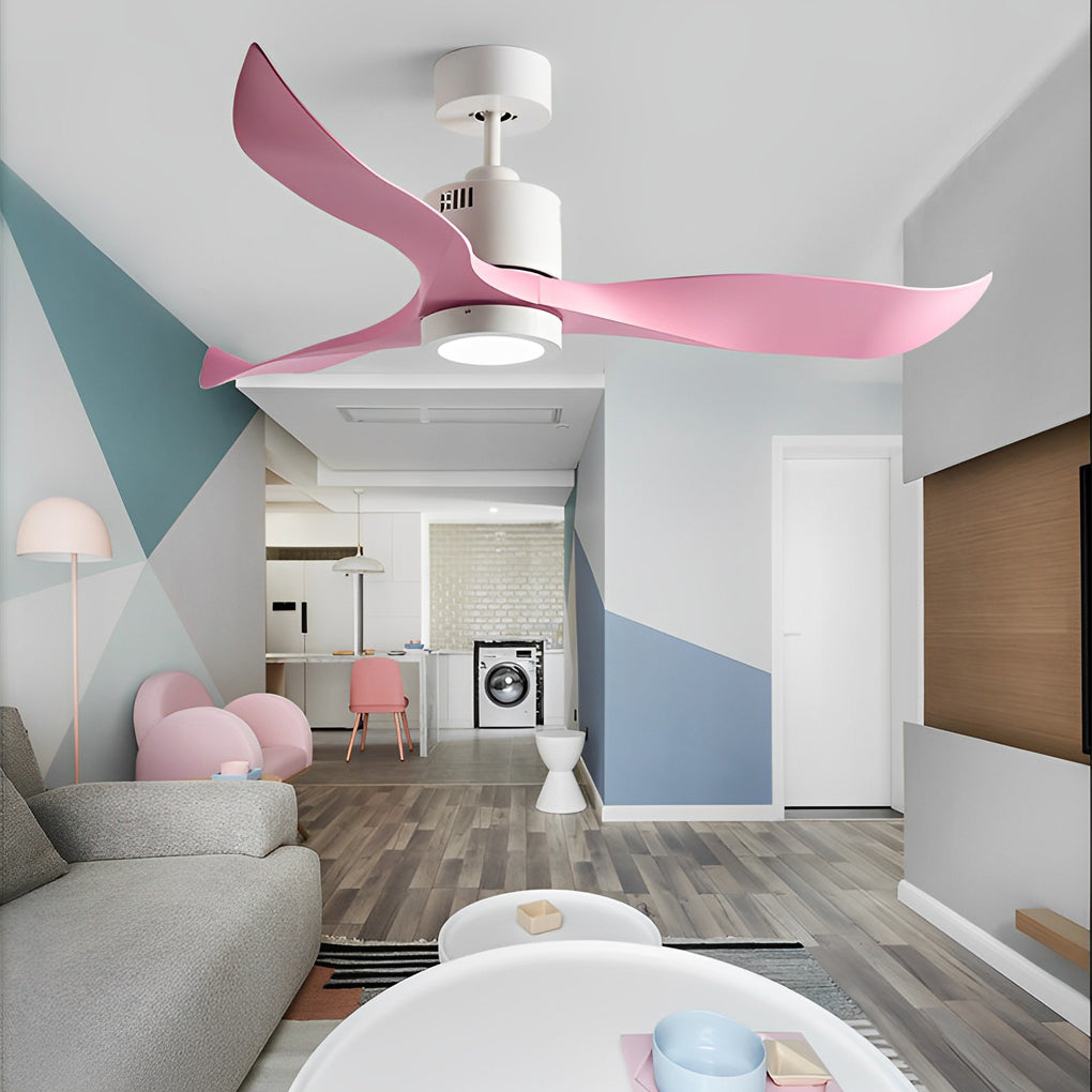 3 Blades Mute Intelligent Ceiling Fan Lamp with Remote Control & LED Nordic Design