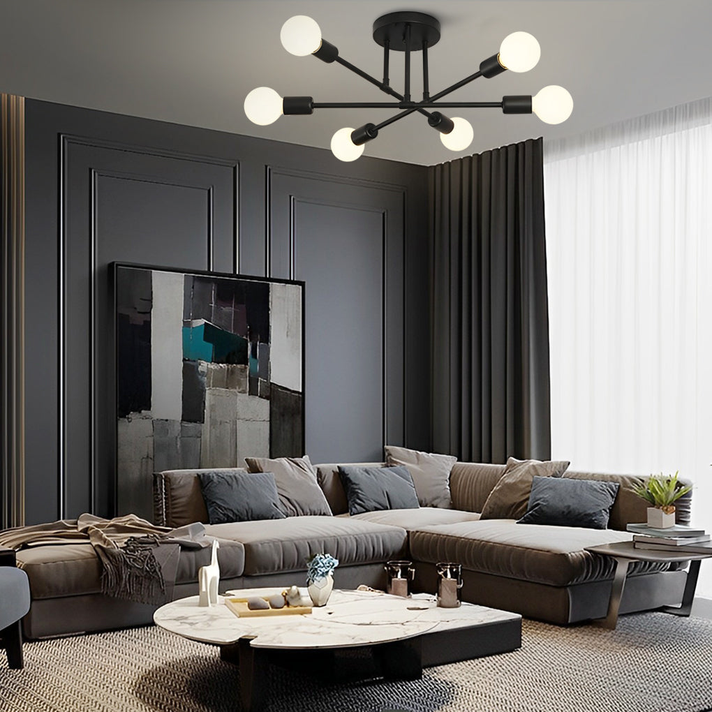 Elegant 6-Light Flush Mount Light, 22'' Dia, E26/E27 Ceiling Fixture