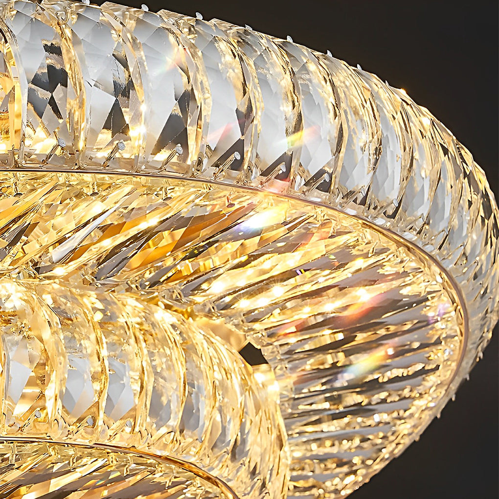 Round Crystal Dimmable Ceiling Light Fixture - Modern Luxury Design