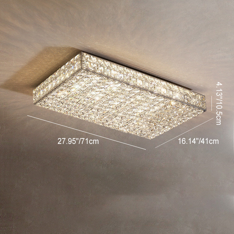 Modern Luxury LED Flush Mount Ceiling Light - Stainless Steel & Crystal Design for Living Room