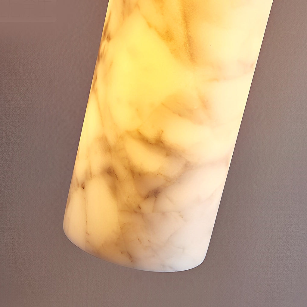 Elongated Cylindrical Marble Chandelier Pendant Light