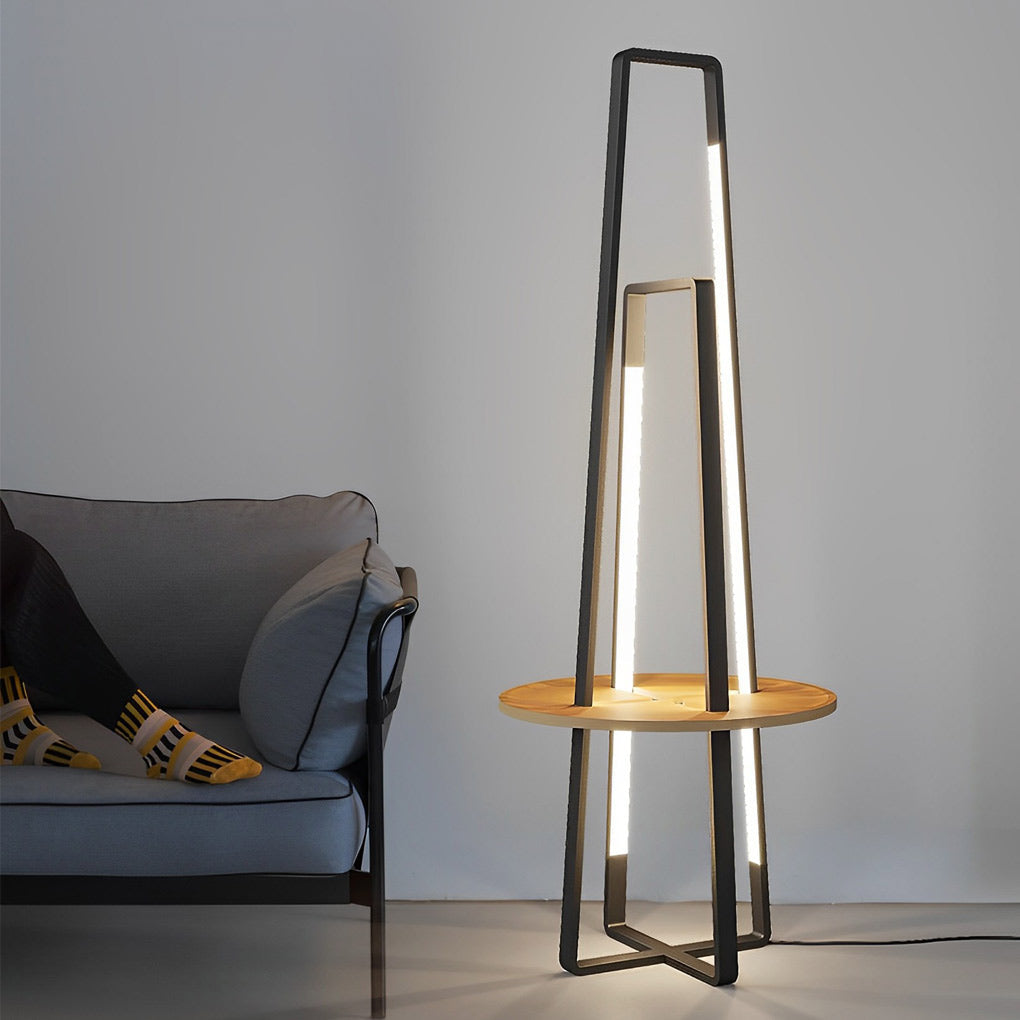 Modern 63 Inch Metal LED Tray Floor Lamp for Living Room