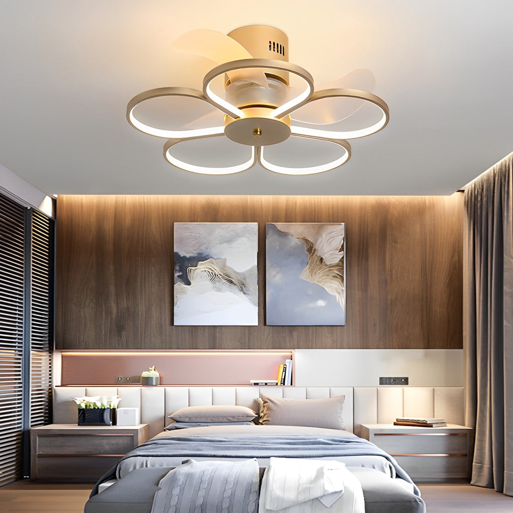 Flowers Intelligent Dimmable LED Bladeless Ceiling Fan Lamp