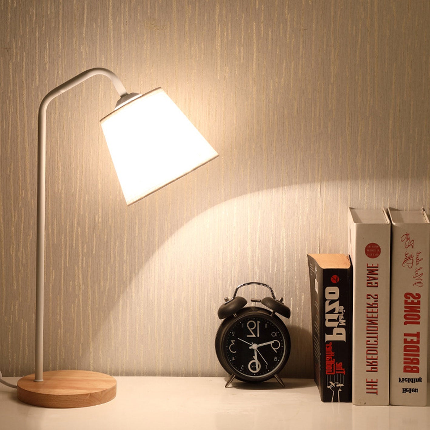 Nordic Minimalist Cone Linen Shade Wood Base 1-Light Table Lamp | Modern Scandinavian Lighting | Decorative Desk Lamp for Living Room, Bedroom, Office | Stylish Home Decor Accent | Warm White Light Fixture