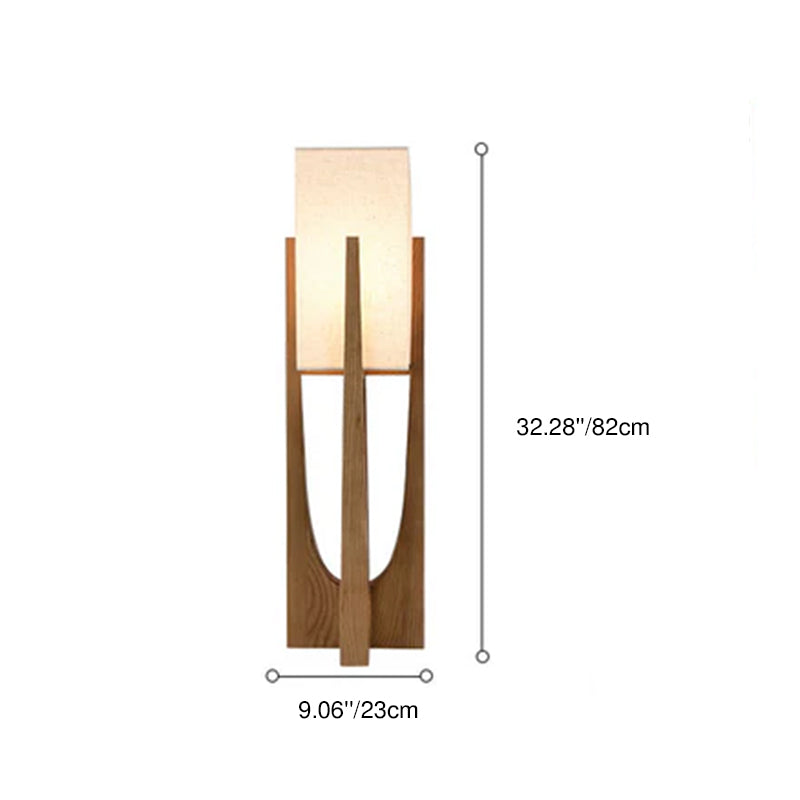 Modern Minimalist Copper Fabric Ash Wood Floor Lamp - 1-Light for Living Room & Bedroom