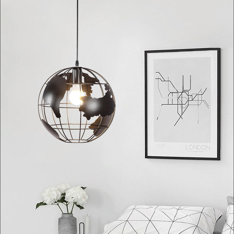 Contemporary Round Earth Iron 1-Light Pendant Light for Living Room
