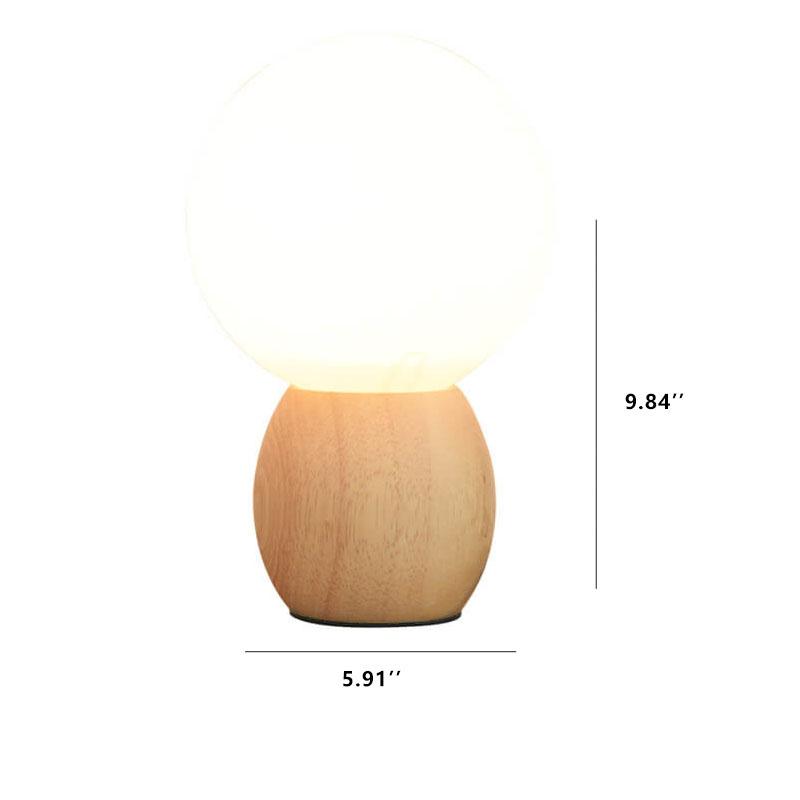 Nordic Solid Wood Milk White Glass Orb Table Lamp, 1-Light Modern Design, Elegant Desk Lighting, Contemporary Home Decor, Scandinavian Style Lighting