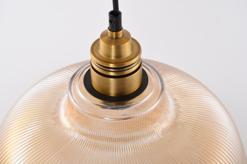 Vintage Striped Glass Pendant Light Fixture - 1-Light Ceiling Hanging Lamp
